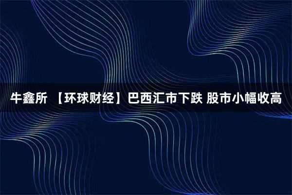 牛鑫所 【环球财经】巴西汇市下跌 股市小幅收高